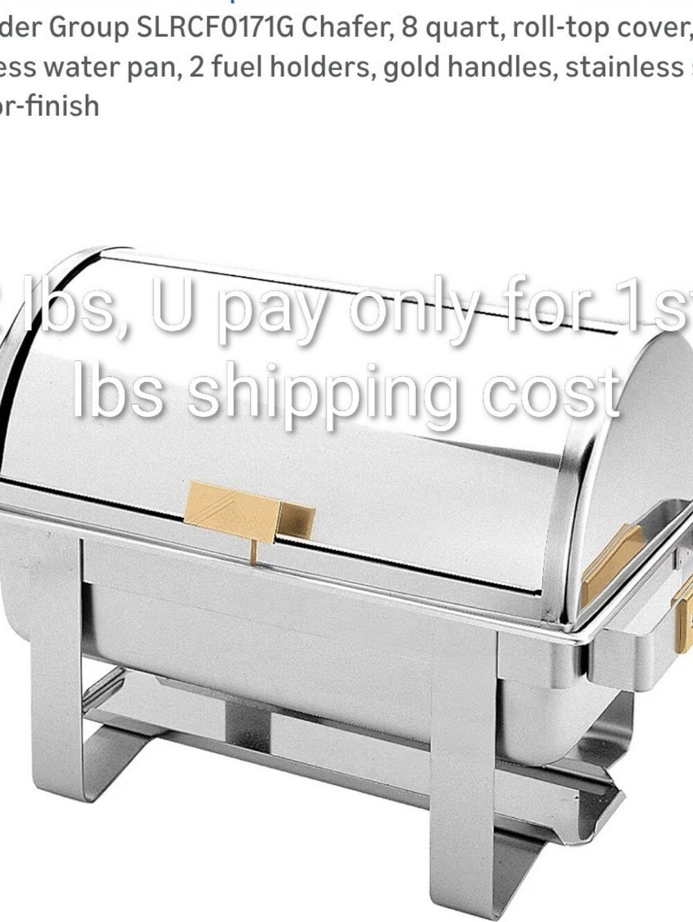 Stainless Steel Roll-Top Chafer with Gold Handles - Silver